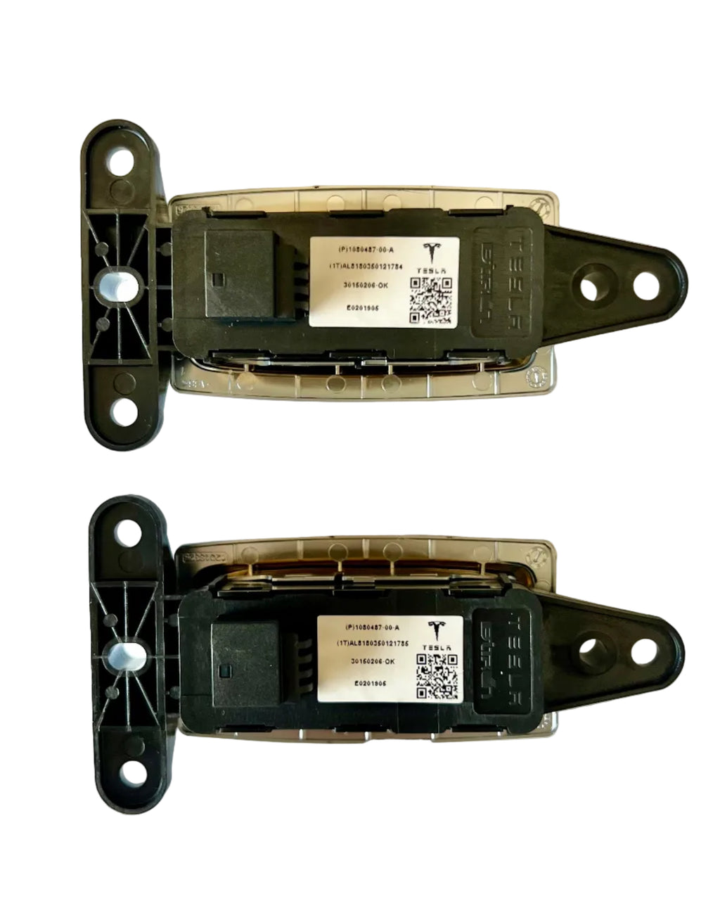 Tesla Model X 2015-2018 - Pack of 2 OEM Falcon Door Closure Components, Interior Trim & Sensor - Satin - 1080487-00-A
