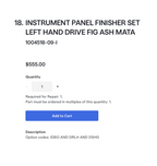 Tesla Model S & X - OEM Dashboard Instrument Panel Finisher Set - Left Hand Drive - Fig Ash Mata - 1004518-09-I