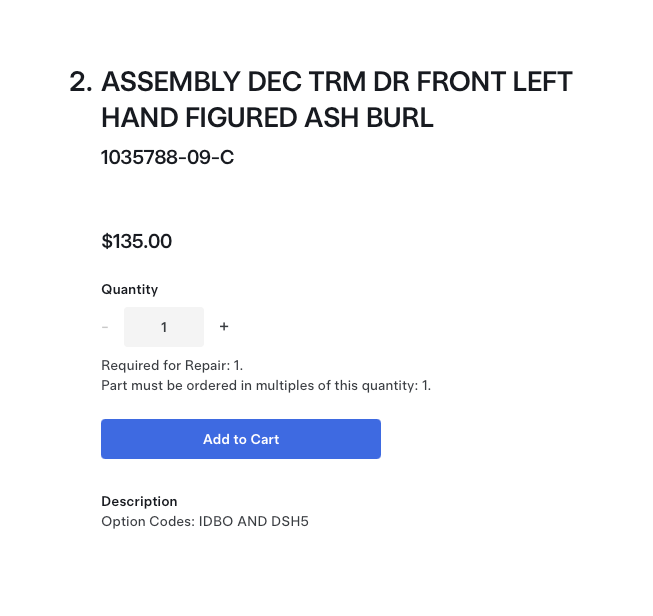 Tesla Model X 2015-2021 - OEM Assembly Front Door Interior Trim Pad - Front Left Hand - Ash Burl - 1035788-09-C