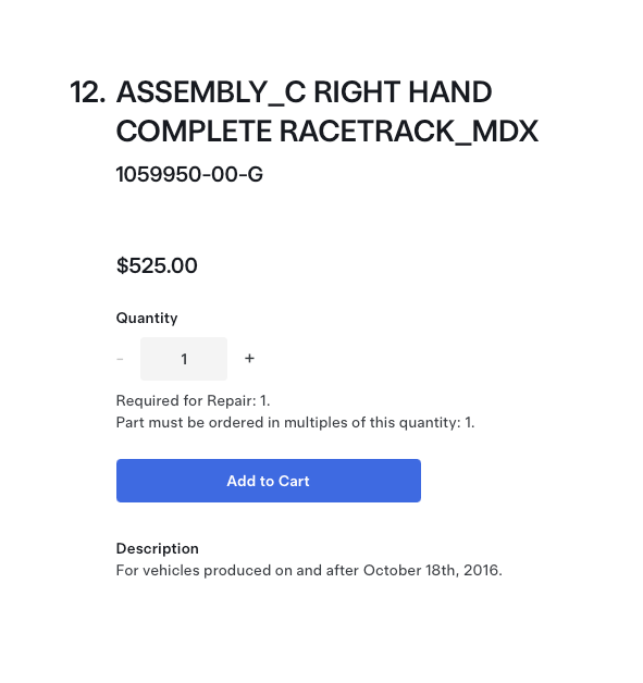 Tesla Model X 2015-2021 - OEM Complete Racetrack Body Trim Upgrade - Assembly C Pillar - Right Hand - 1059950-00-G