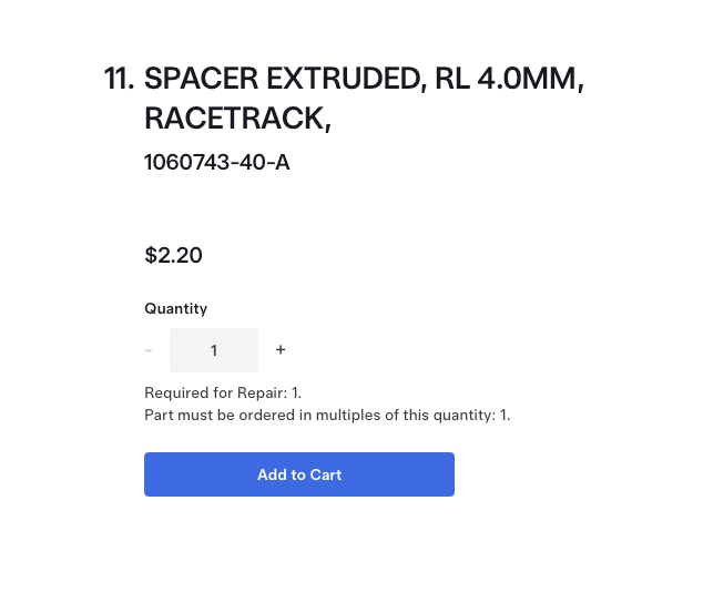 Tesla Model X 2015-2021 - Pack of 5 OEM Spacer Extruded RL 4.0MM Racetrack - 1060743-40-A