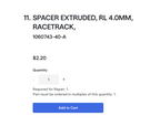 Tesla Model X 2015-2021 - Pack of 5 OEM Spacer Extruded RL 4.0MM Racetrack - 1060743-40-A